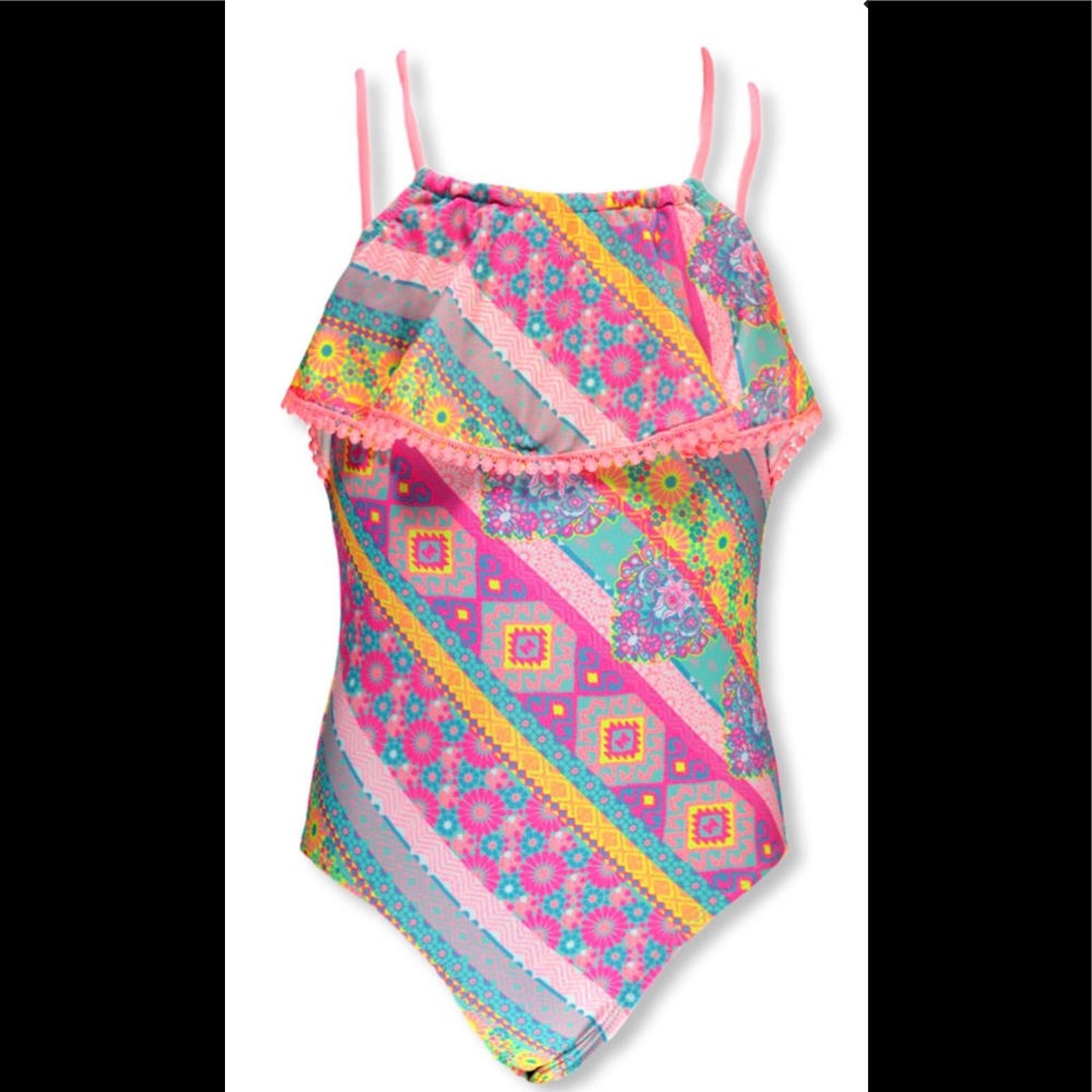 Girls Size 12  Breaking Waves Swimsuit